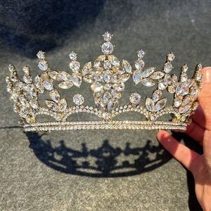 SWEETV Jade Wedding Tiara - Antique Gold and Silver Crown 👑✨